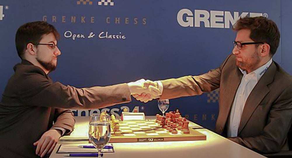 Матч 5-го тура шахматного турнира GRENKE Chess Classic между Вашье Лагравом и Ароняном. Баден-Баден Германия