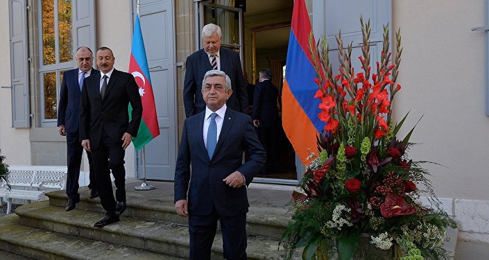 Встреча президентов Армении и Азербайджана Сержа Саргсяна и Ильхама Алиева в Женеве